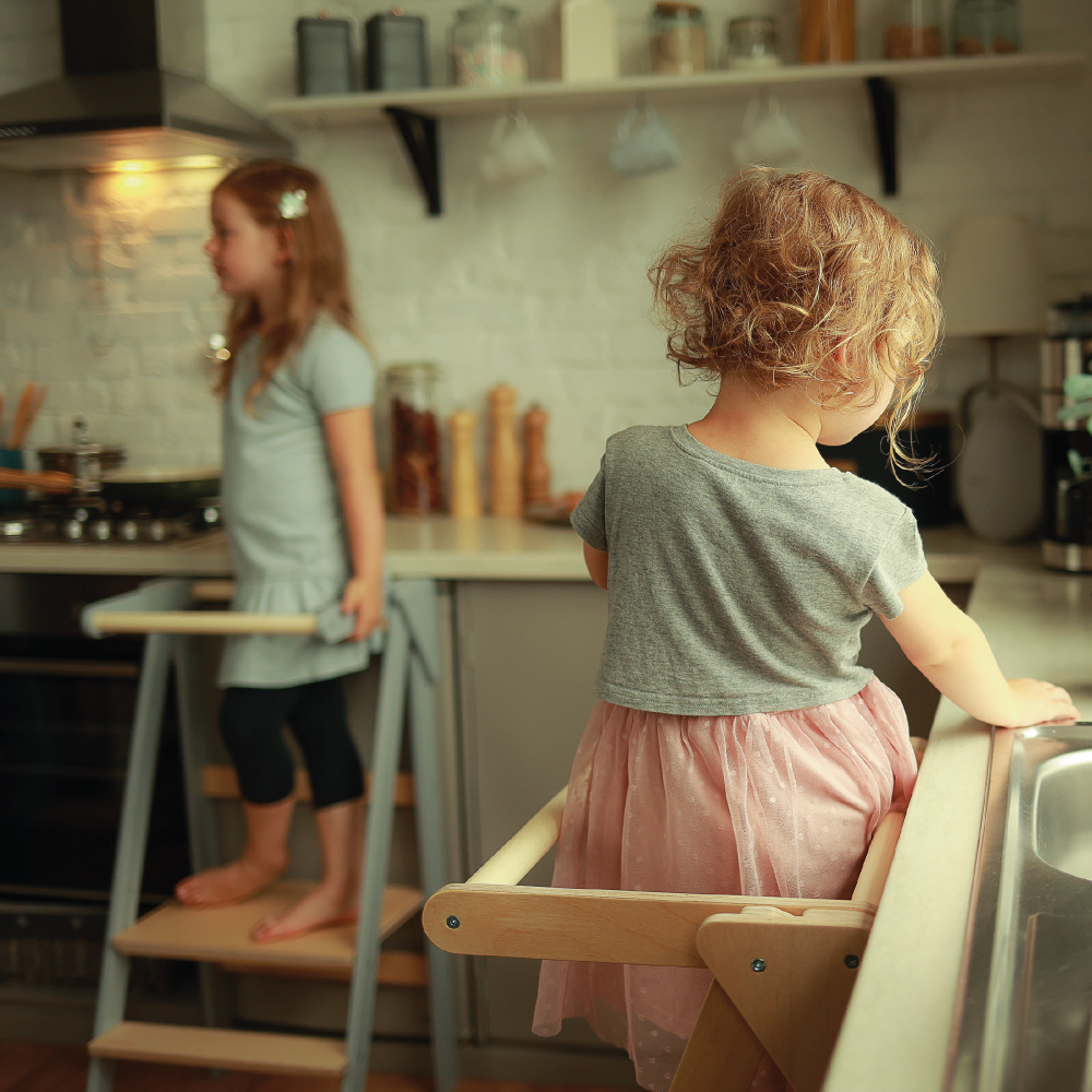 Foldable learning kitchen tower Black