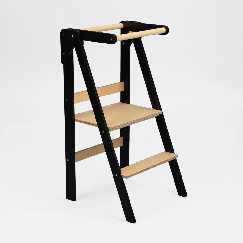 Foldable learning kitchen tower Black